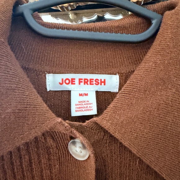 Joe Fresh Ribbed Collared Cardigan – Brown, Size M - Picture 2 of 2